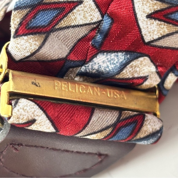 Vintage Men’s PELICAN USA Silk Suspenders Braces Red Multi Geometric Print OS - Picture 6 of 8